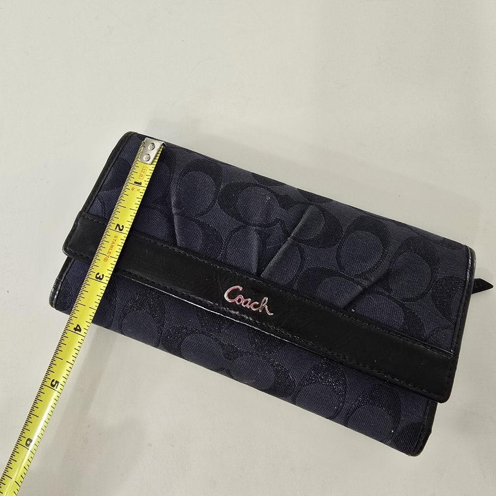 Coach Soho Ashley Leather Signature CC Checkbook Wallet W/ Insert Midnight Blue - Picture 10 of 11